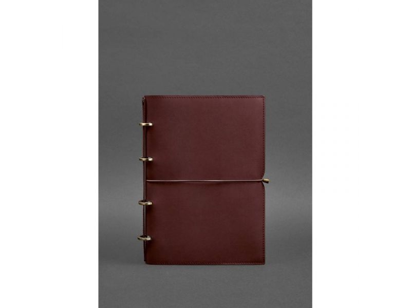 Кожаный блокнот А4 на кольцах (софт-бук) 9.0 в мягкой обложке бордовый Краст, фото 1