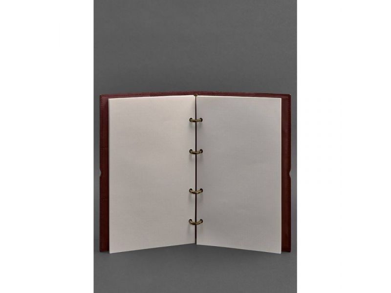 Кожаный блокнот А4 на кольцах (софт-бук) 9.0 в мягкой обложке бордовый Краст, фото 3