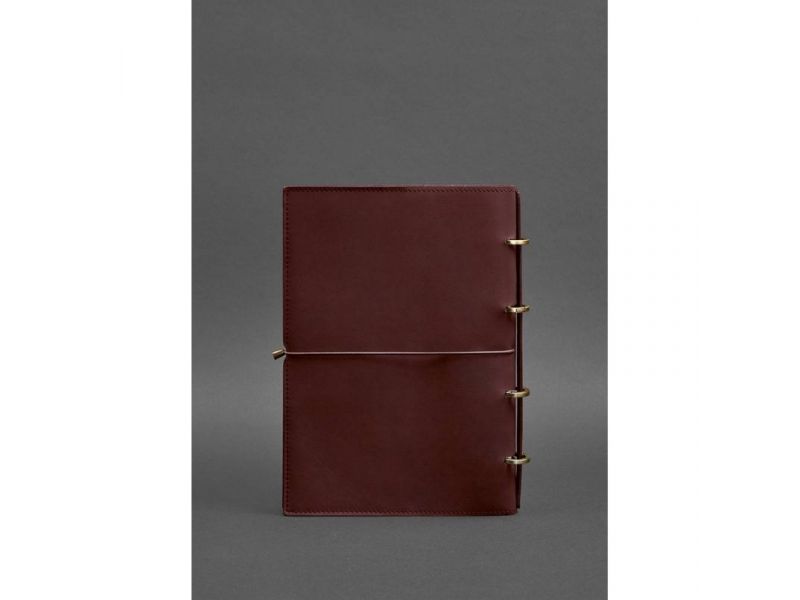 Кожаный блокнот А4 на кольцах (софт-бук) 9.0 в мягкой обложке бордовый Краст, фото 5