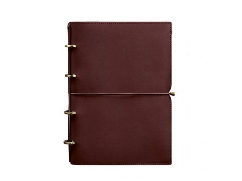 Кожаный блокнот А4 на кольцах (софт-бук) 9.0 в мягкой обложке бордовый Краст, фото 7