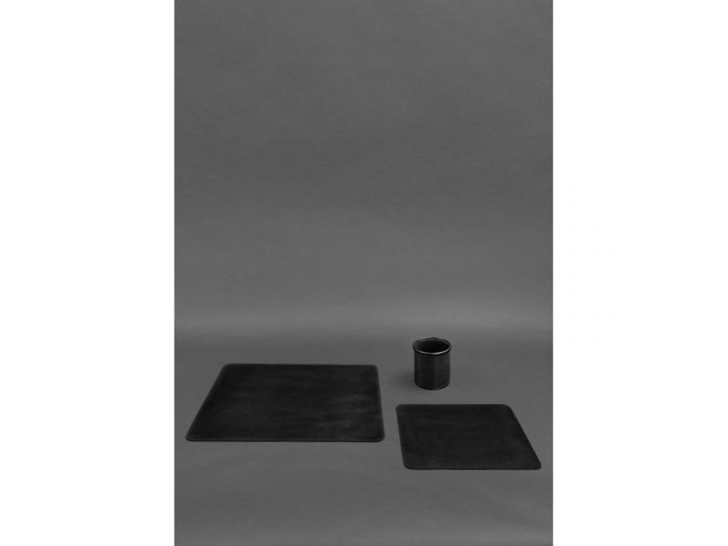 Набор для рабочего стола из натуральной кожи 1.0 черный Crazy Horse, фото 2