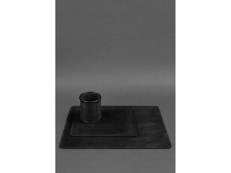 Набор для рабочего стола из натуральной кожи 1.0 черный Crazy Horse, фото 3