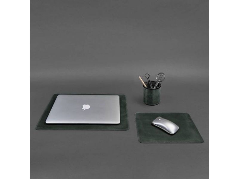 Набор для рабочего стола из натуральной кожи 1.0 зеленый Crazy Horse, фото 10