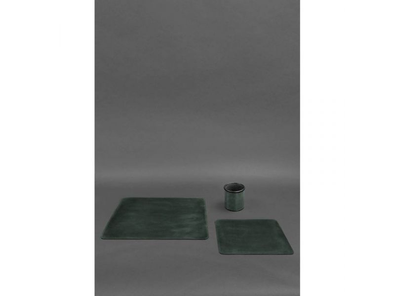 Набор для рабочего стола из натуральной кожи 1.0 зеленый Crazy Horse, фото 2