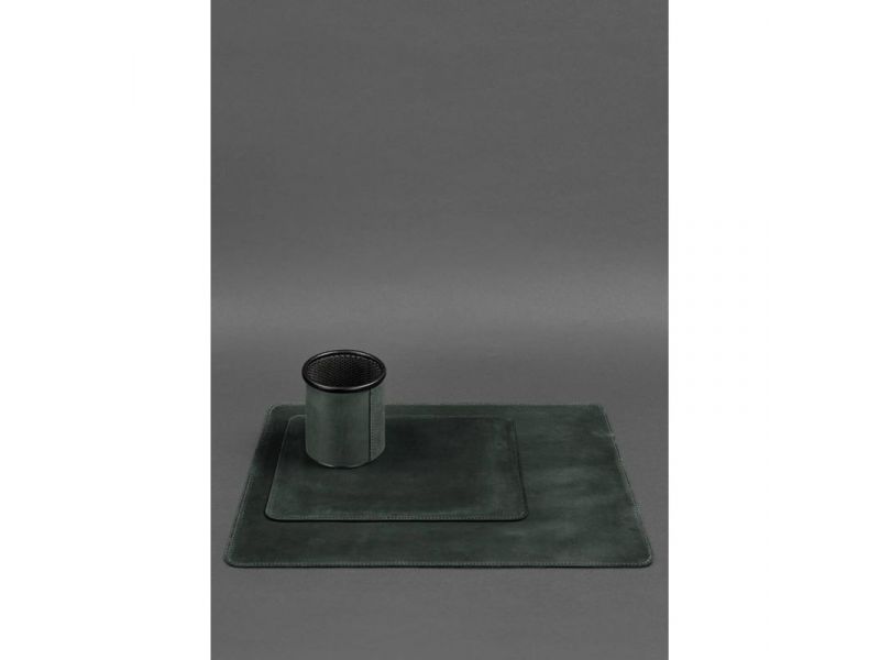 Набор для рабочего стола из натуральной кожи 1.0 зеленый Crazy Horse, фото 3