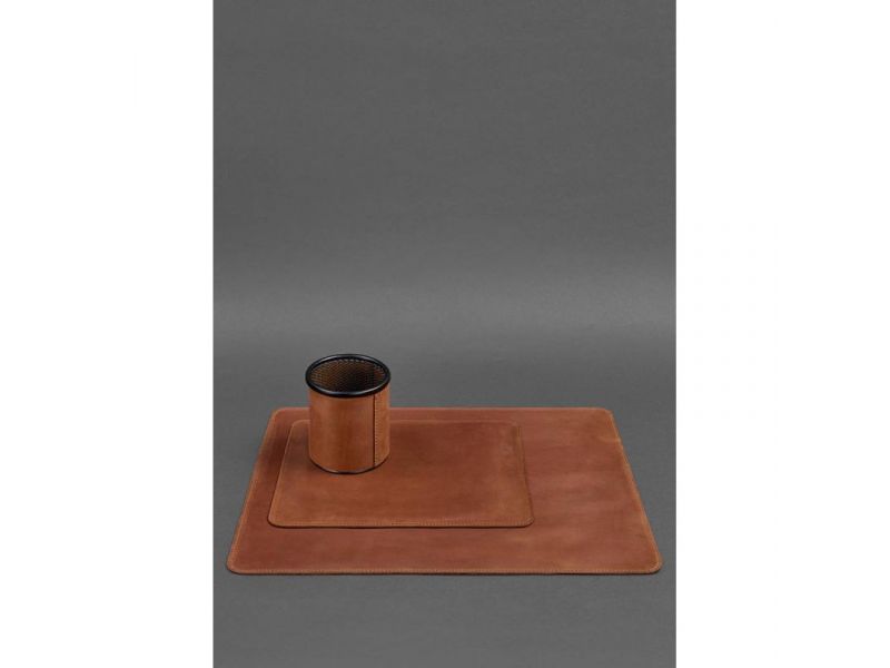 Настольный набор из натуральной кожи 1.0 светло-коричневый Crazy Horse, фото 3