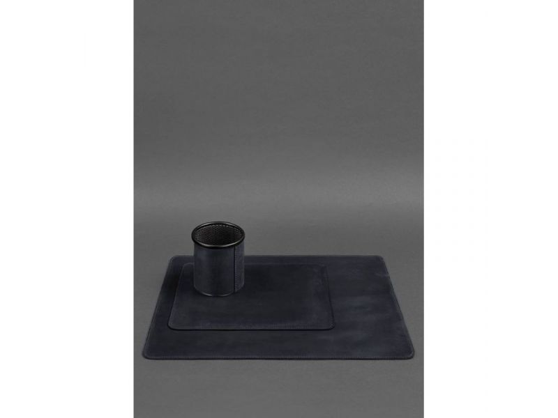 Настольный набор из натуральной кожи 1.0 синий Crazy Horse, фото 3