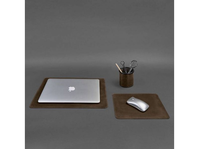 Набор для рабочего стола из натуральной кожи 1.0 темно-коричневый Crazy Horse, фото 10