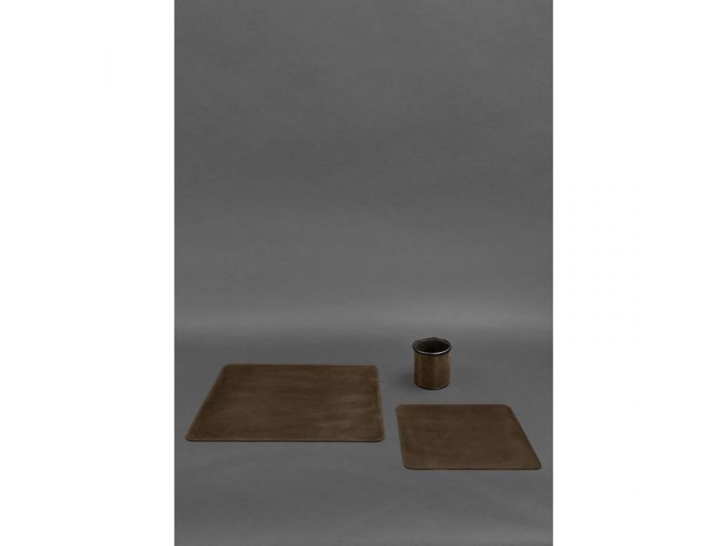 Набор для рабочего стола из натуральной кожи 1.0 темно-коричневый Crazy Horse, фото 2