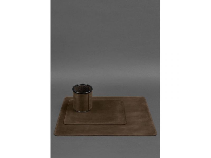 Набор для рабочего стола из натуральной кожи 1.0 темно-коричневый Crazy Horse, фото 3