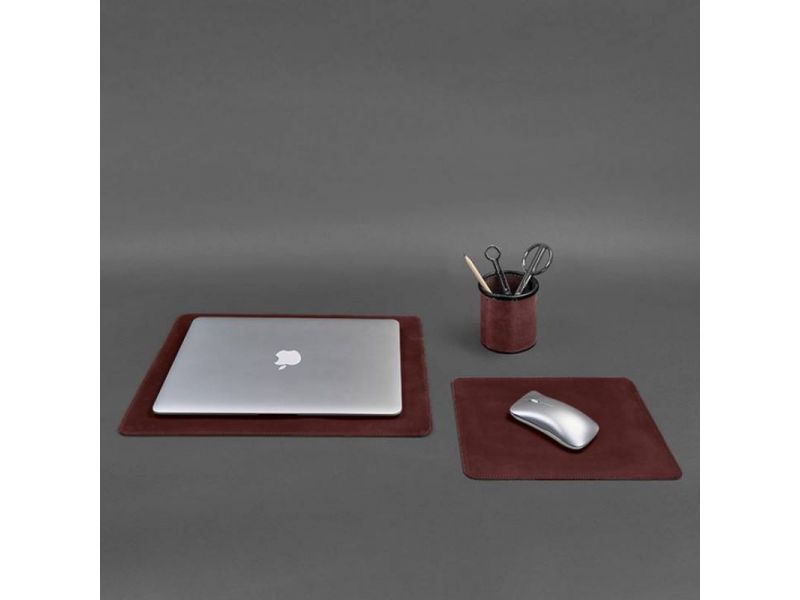 Набор для рабочего стола из натуральной кожи 1.0 бордовый Crazy Horse, фото 10