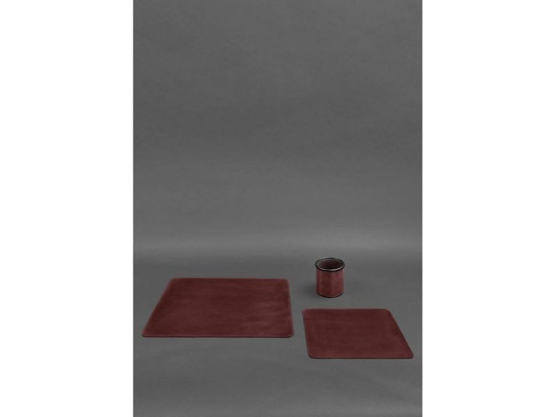 Набор для рабочего стола из натуральной кожи 1.0 бордовый Crazy Horse, фото 2