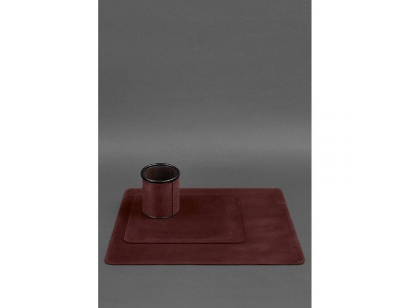 Набор для рабочего стола из натуральной кожи 1.0 бордовый Crazy Horse, фото 3