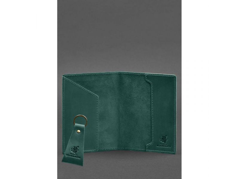 Подарочный набор кожаных аксессуаров с украинской символикой зеленый, фото 3