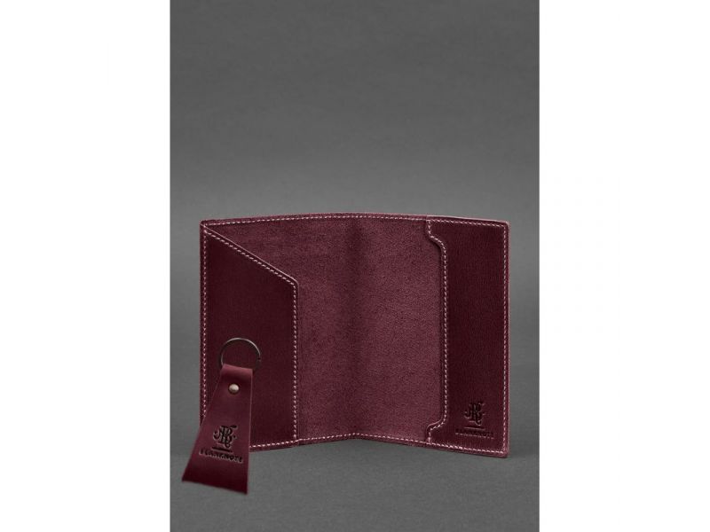 Подарочный набор кожаных аксессуаров с украинской символикой бордовый, фото 3