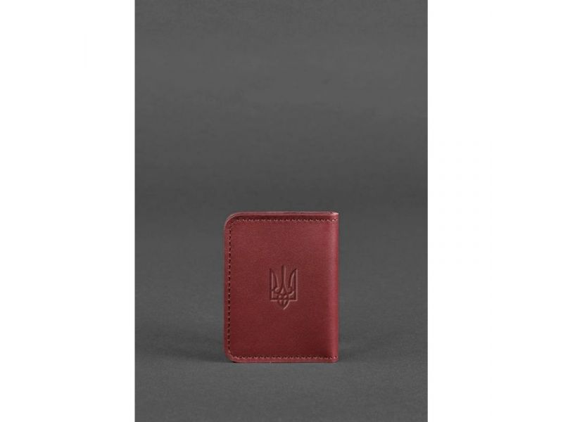 Кожаная обложка для ID-паспорта и водительских прав 4.1 бордовая с гербом, фото 2