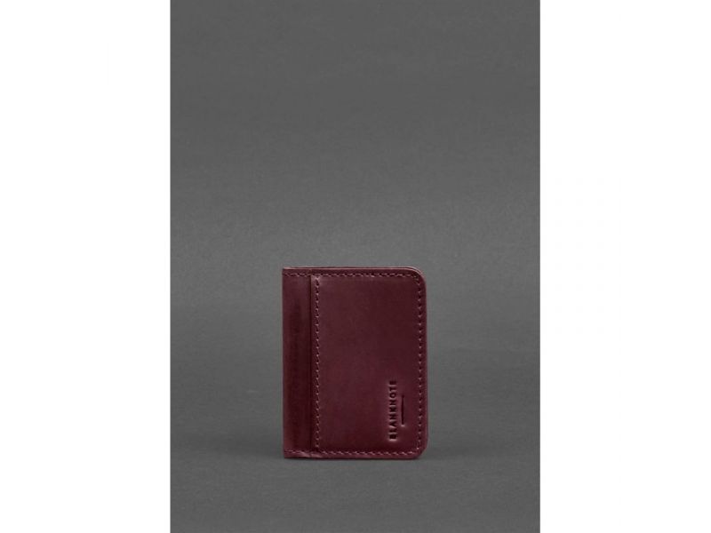 Кожаная обложка для ID-паспорта и водительских прав 4.1 бордовая Crazy Horse с гербом, фото 1