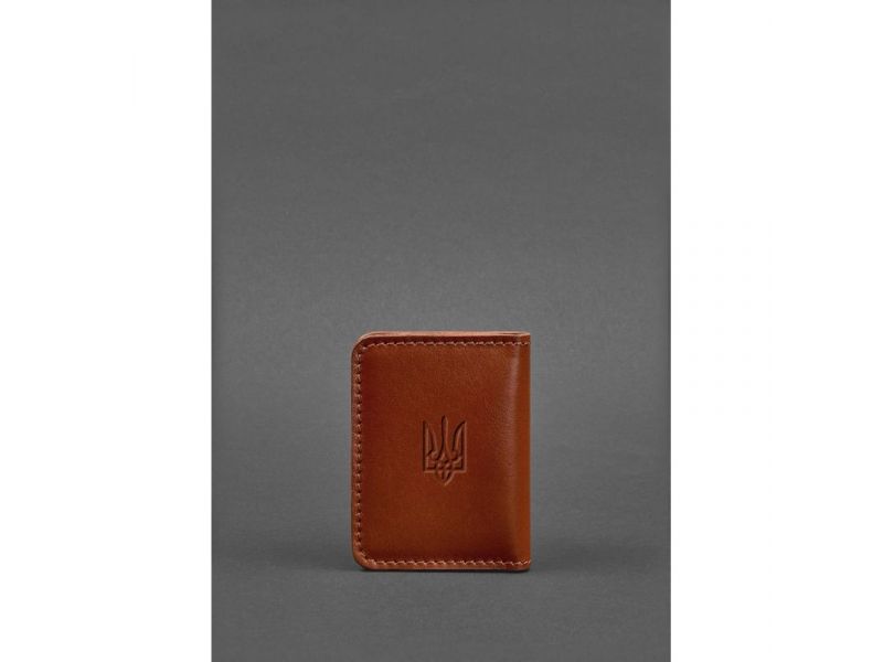 Кожаная обложка для ID-паспорта и водительских прав 4.1 светло-коричневая с гербом, фото 2