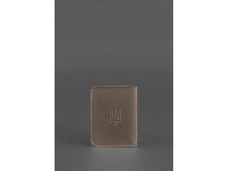 Кожаная обложка для ID-паспорта и водительских прав 4.1 темно-бежевая с гербом, фото 2