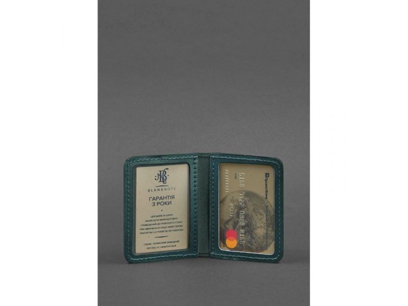 Кожаная обложка для ID-паспорта и водительских прав 4.1 зеленая с гербом, фото 3
