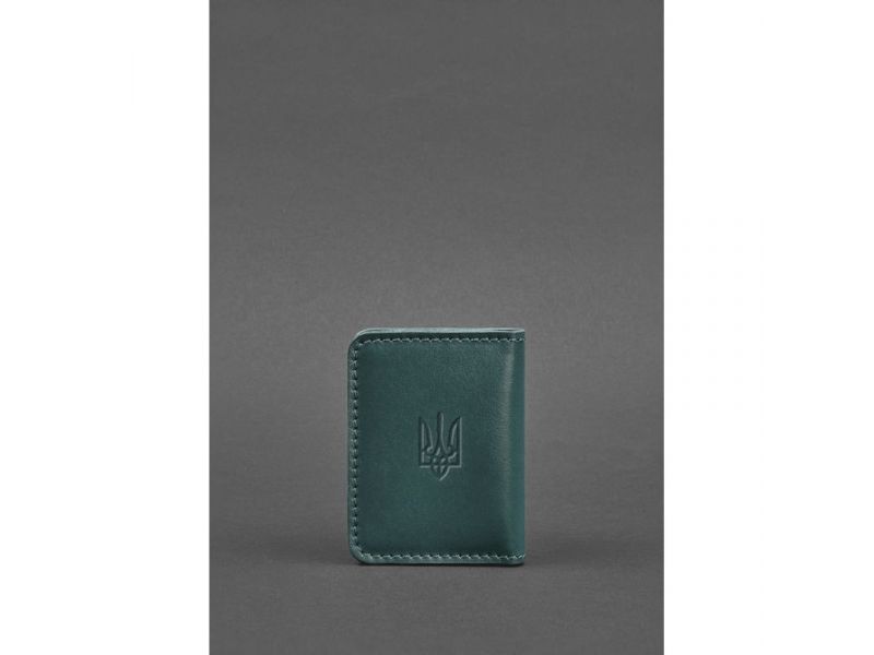 Кожаная обложка для ID-паспорта и водительских прав 4.1 зеленая с гербом, фото 2