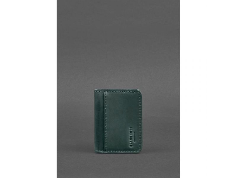 Кожаная обложка для ID-паспорта и водительских прав 4.1 зеленая Crazy Horse с гербом, фото 1