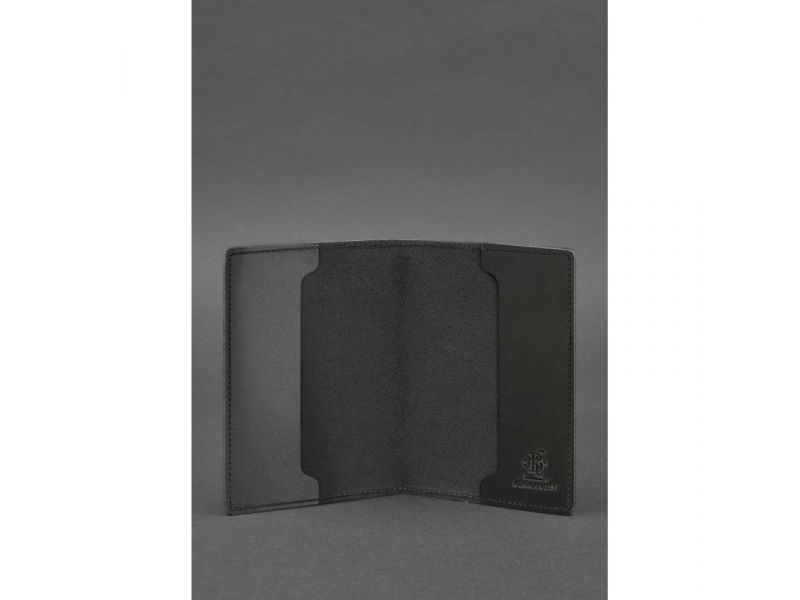 Кожаная обложка для военного билета 7.0 черная Crazy Horse, фото 2