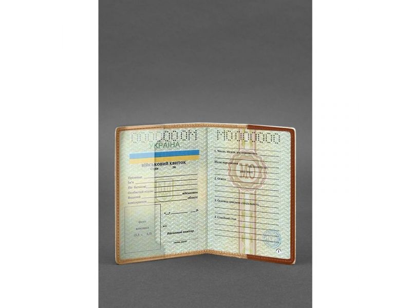 Кожаная обложка для военного билета 7.0 светло-коричневая, фото 3