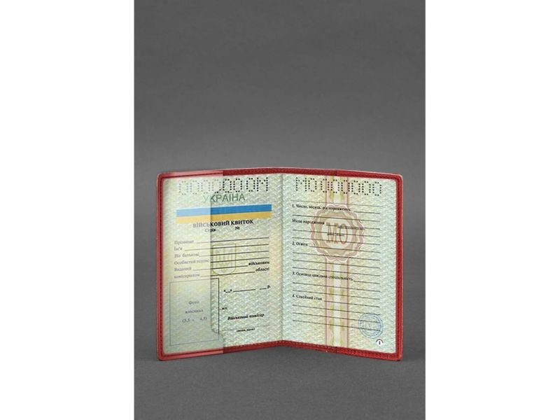 Кожаная обложка для военного билета 7.0 красная, фото 4