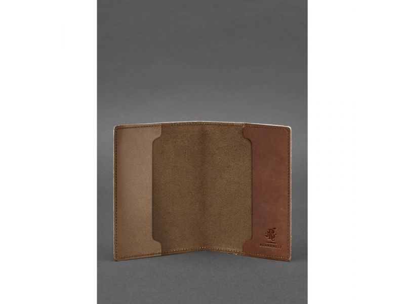 Кожаная обложка для военного билета 7.0 светло-коричневая Crazy Horse, фото 2