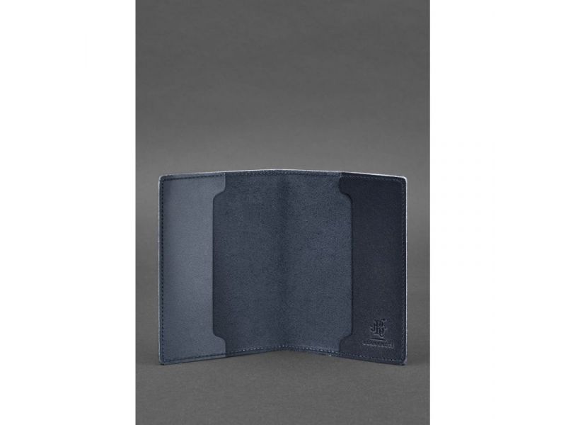 Кожаная обложка для военного билета 7.0 темно-синяя, фото 2