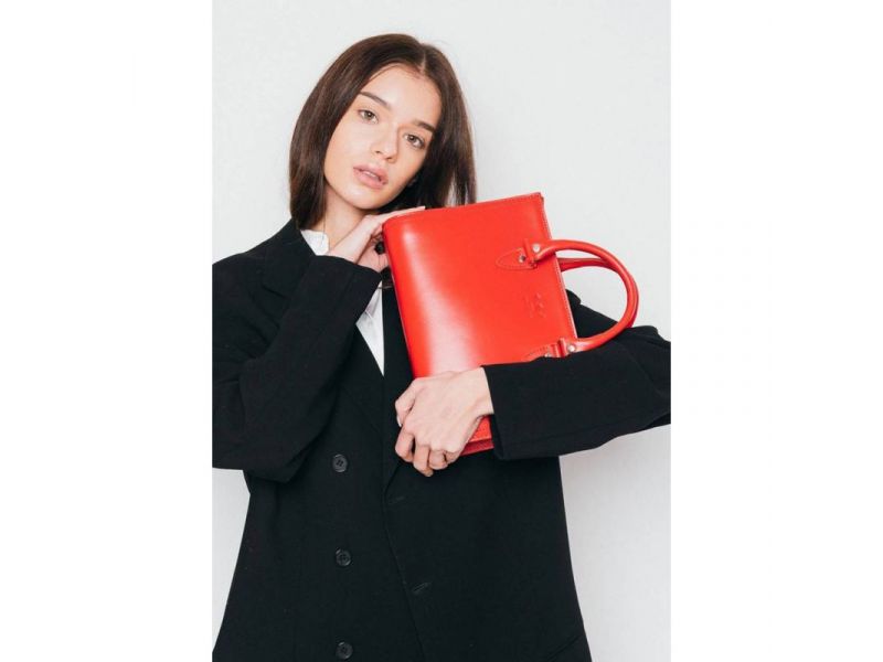 Женская кожаная сумка Fancy красная, фото 1