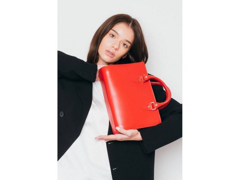 Женская кожаная сумка Fancy красная, фото 2