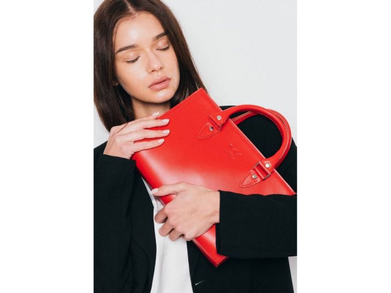Женская кожаная сумка Fancy красная, фото 3