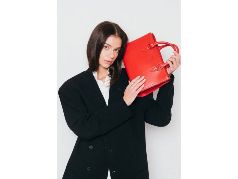 Женская кожаная сумка Fancy красная, фото 5