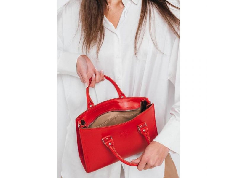 Женская кожаная сумка Fancy красная, фото 6