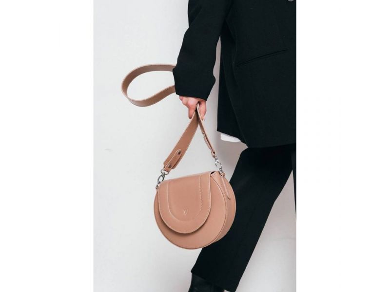 Женская кожаная сумка Mandy карамель краст, фото 4