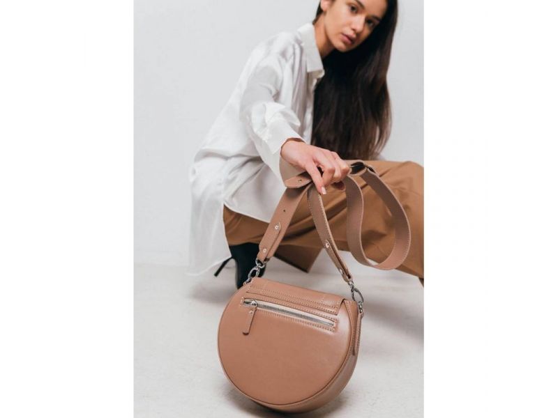 Женская кожаная сумка Mandy карамель краст, фото 6