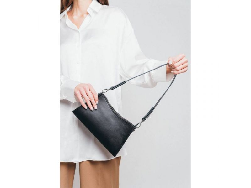 Женская кожаная сумка Sally черная, фото 2