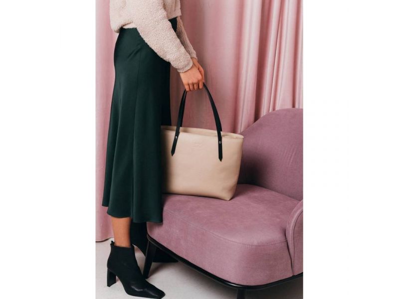 Кожаный шоппер Walker Mini светло-бежевый флотар, фото 1