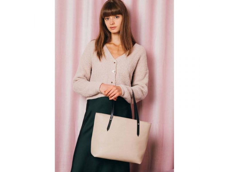 Кожаный шоппер Walker Mini светло-бежевый флотар, фото 6