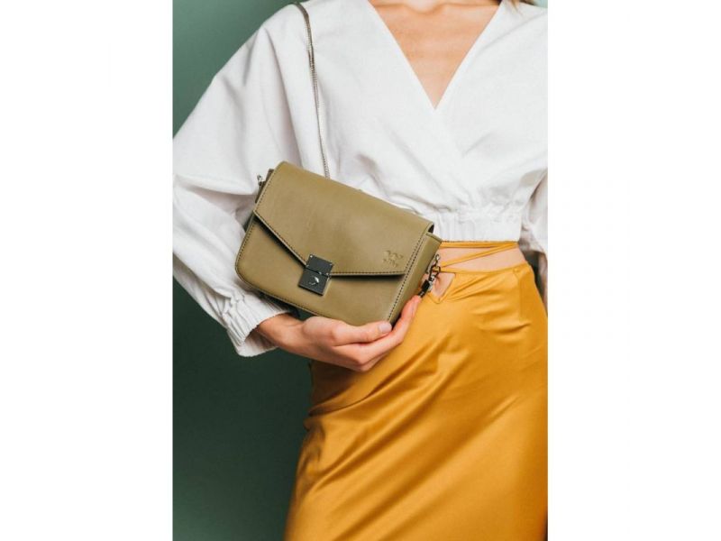 Женская кожаная сумочка Yoko оливковая, фото 1