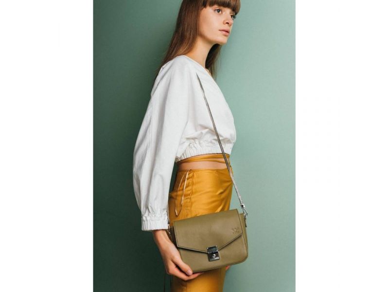 Женская кожаная сумочка Yoko оливковая, фото 2