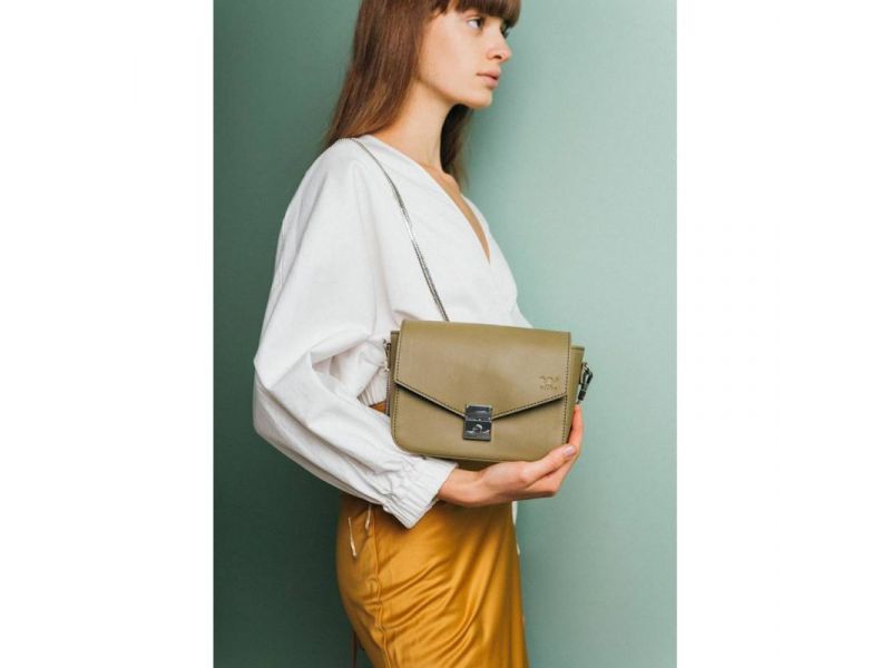 Женская кожаная сумочка Yoko оливковая, фото 3