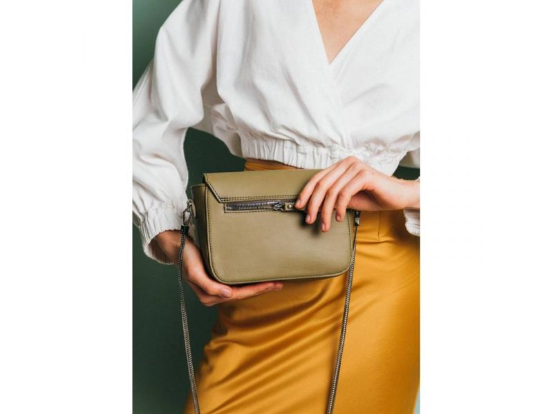 Женская кожаная сумочка Yoko оливковая, фото 4