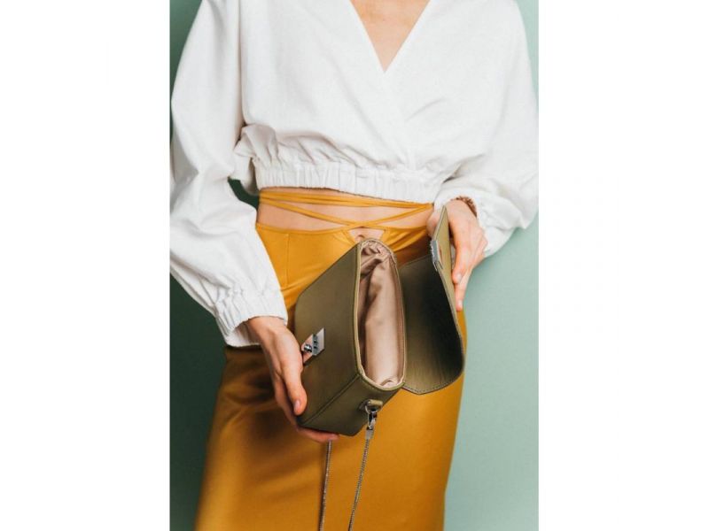 Женская кожаная сумочка Yoko оливковая, фото 5