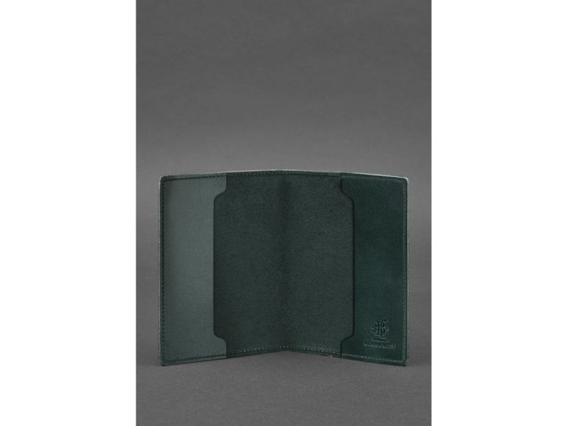 Кожаная обложка для военного билета 7.0 зеленая Crazy Horse, фото 4