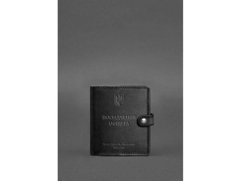 Кожаная обложка-портмоне для удостоверения офицера 11.0 Черная, фото 1