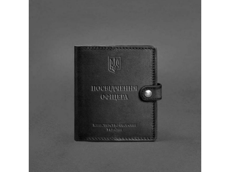 Кожаная обложка-портмоне для удостоверения офицера 11.0 Черная, фото 5
