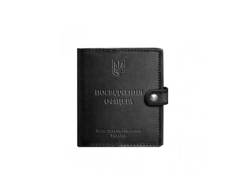 Кожаная обложка-портмоне для удостоверения офицера 11.0 Черная, фото 6
